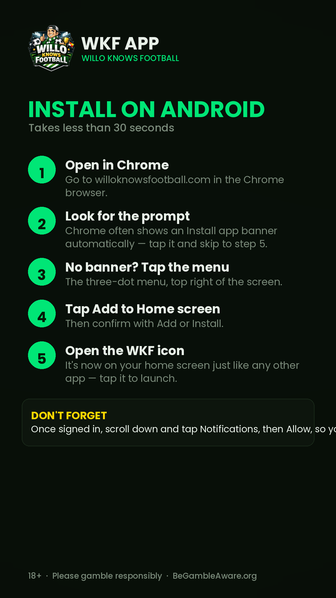 How to install the WKF app on Android