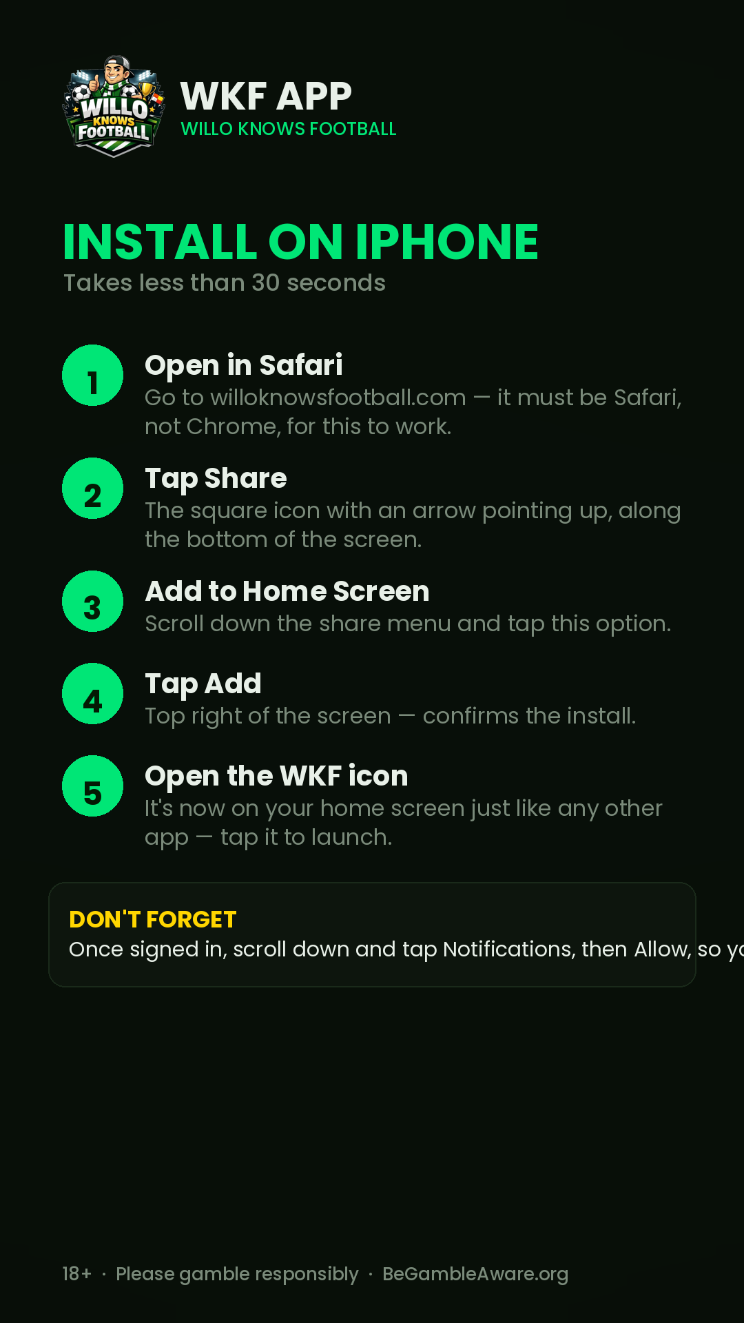 How to install the WKF app on iPhone